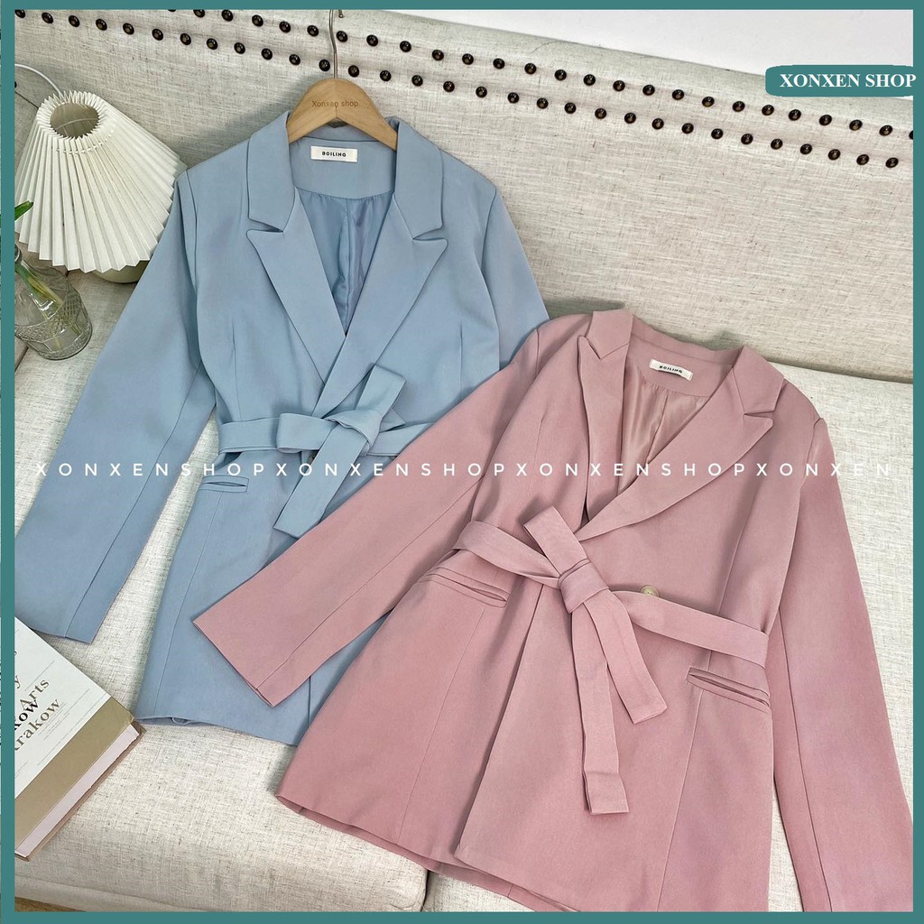 Áo Blazer XONXEN SHOP HUẾ áo blazer nữ cột eo 2 nút túi xéo thời trang freesize mã 1392