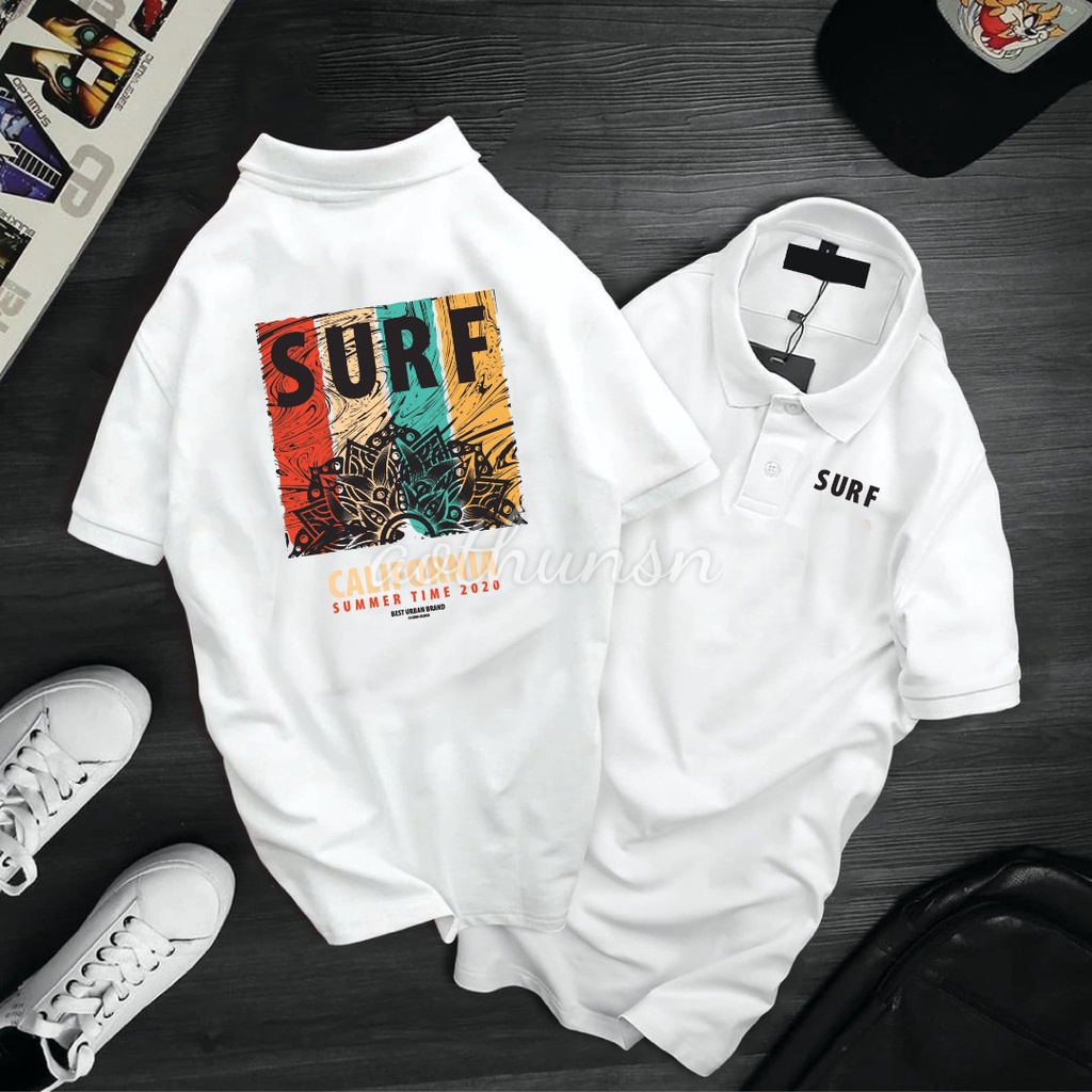 Áo thun cổ trụ cổ bâu polo SAN SURF LOS Mới