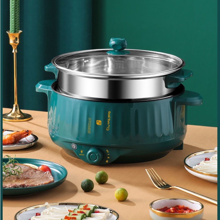 Nồi Lẩu Điện Mini, Ca Nấu Mì Hai Tầng Đa Năng Mini Siêu Tốc 26 cm, nấu từ 3-4 người ăn