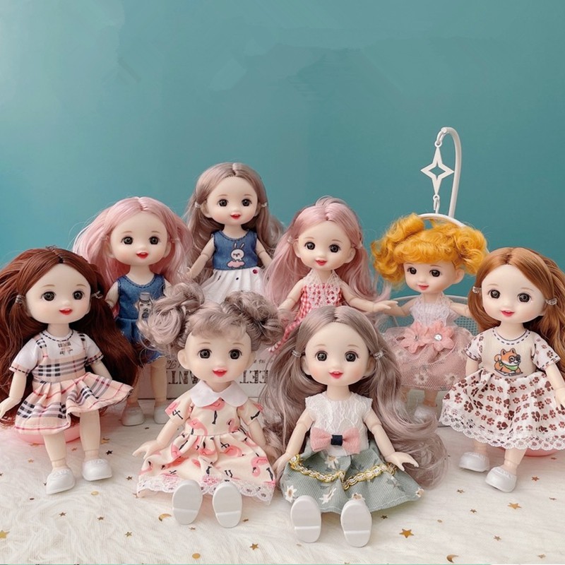 Búp Bê Bjd 13 16cm Bjd 3D Mắt Nâu Có Thể Mặc Quần Áo Thời Trang Mới Với Giày Trẻ Em Tự Làm Quà Tặng Đồ Chơi Bé Gái
