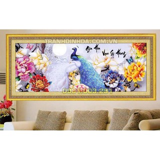 Tranh đính đá chim công gia hòa vạn sự hưng 186*75cm