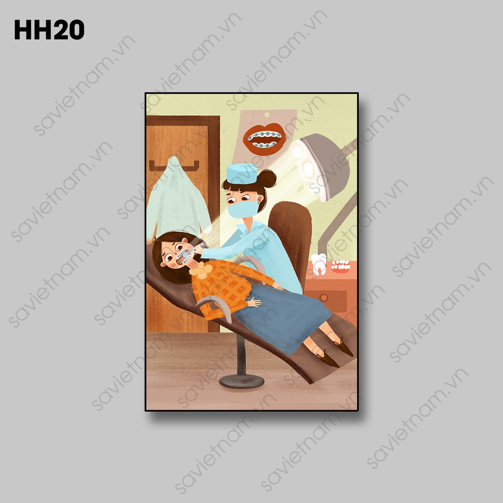 Tranh Nha khoa đẹp chủ đề hoạt hình - GỖ TRÁNG GƯƠNG- link 1/3