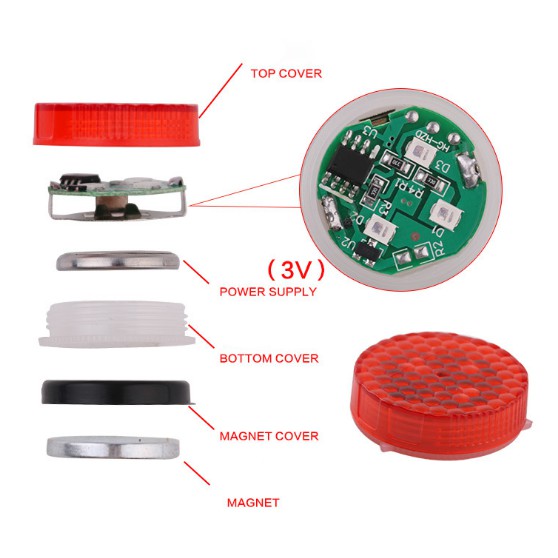 bộ 2 đèn led nhấp nháy cảnh báo mở cửa - loại 3 bóng led