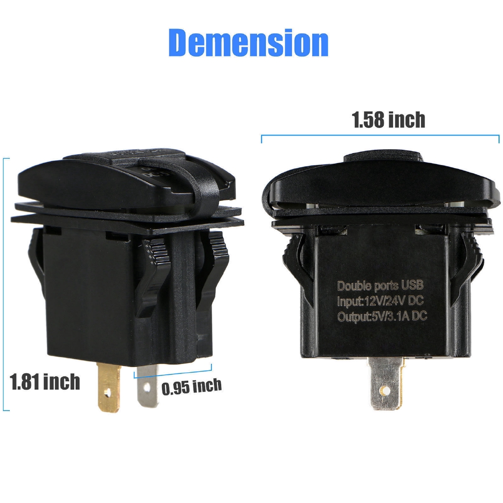 Sạc USB kép chống nước 3.1a 12v 24v cho xe ô tô