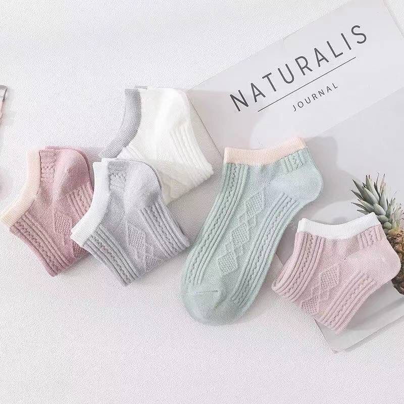[TonaShoe] Vớ Cổ Ngắn Unisex Cotton Co Giãn Hút Mồ Hôi, Hoạ Tiết Xinh Xắn Phù Hợp Với Mọi Loại Giày