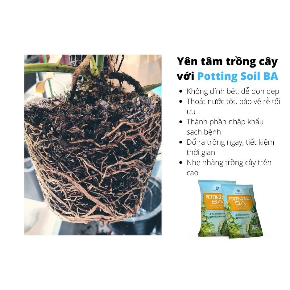 Potting Soil BA - Giá thể trồng chậu trộn sẵn (bao 20dm3 ~ 6-7kg) đất