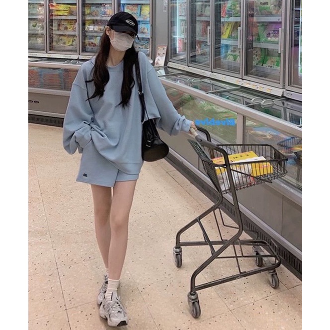 SET ÁO SWEATER CỔ TRÒN + SHORT HAI MÀU