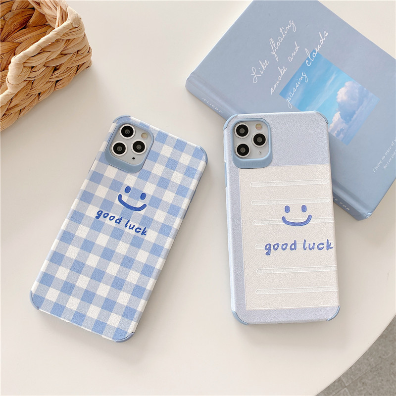 ốp iphone 11 12 Pro Max 12 Pro XS Max i7 i8 hình mặt cười hình vuông màu xanh shin case