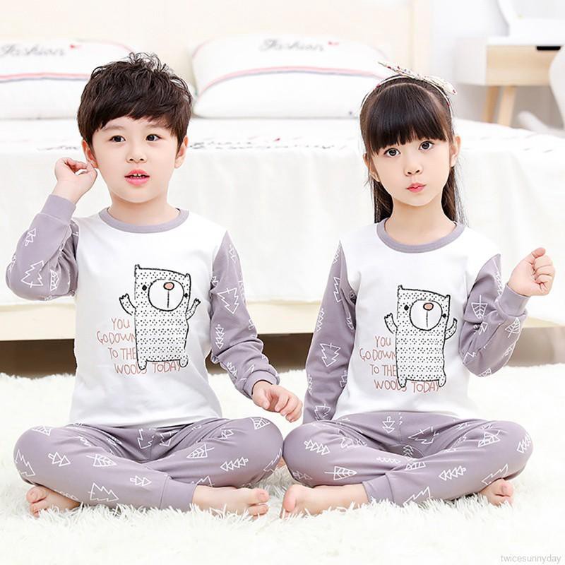 Bộ đồ ngủ dài in hoạt hình dễ thương cho bé