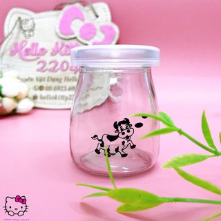 🌸🌸 Combo 12 cốc thủy tinh đựng sữa chua hình Hello Kitty ☘☘
