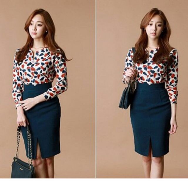 CHÂN VÁY BÚT CHÌ sẻ giữa chữ V dáng Hàn Quốc