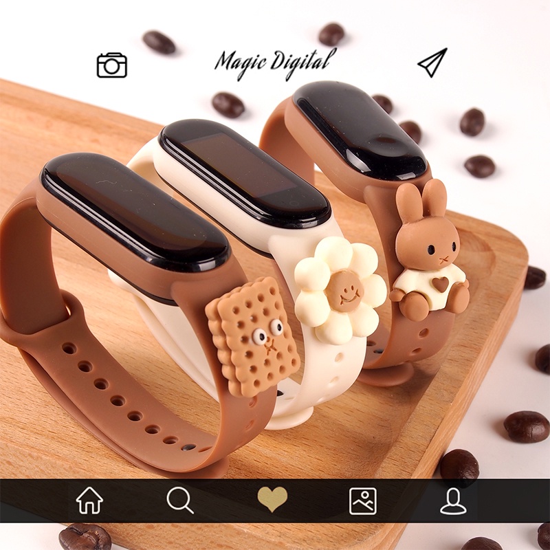 Dây Đeo Thay Thế Chất Liệu TPU Mềm Họa Tiết Hoạt Hình Cho Xiaomi Mi Band 3 4 5 6
