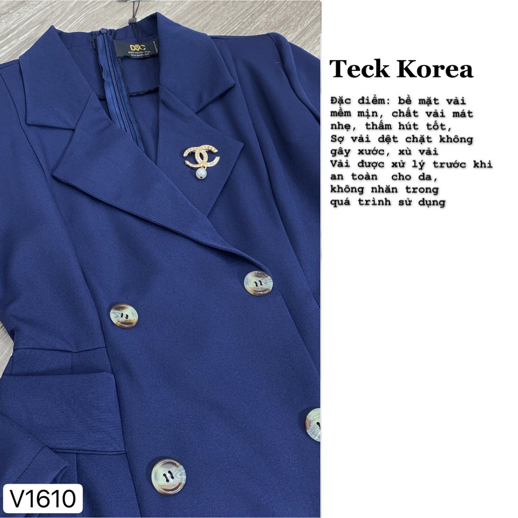 Váy xanh xòe cổ vest V1610 - Đẹp Shop DVC - Kèm ảnh thật trải sàn do shop tự chụp | BigBuy360 - bigbuy360.vn