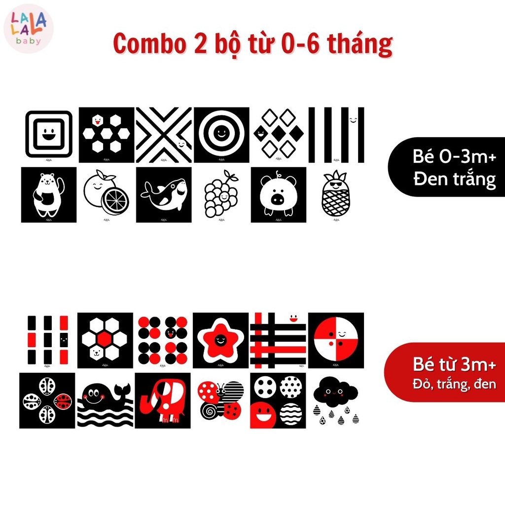 Bộ thẻ gấp KÍCH THÍCH THỊ GIÁC Lalala Baby phát triển đa giác quan cho bé từ 0 - 12 tháng - Hobi Store
