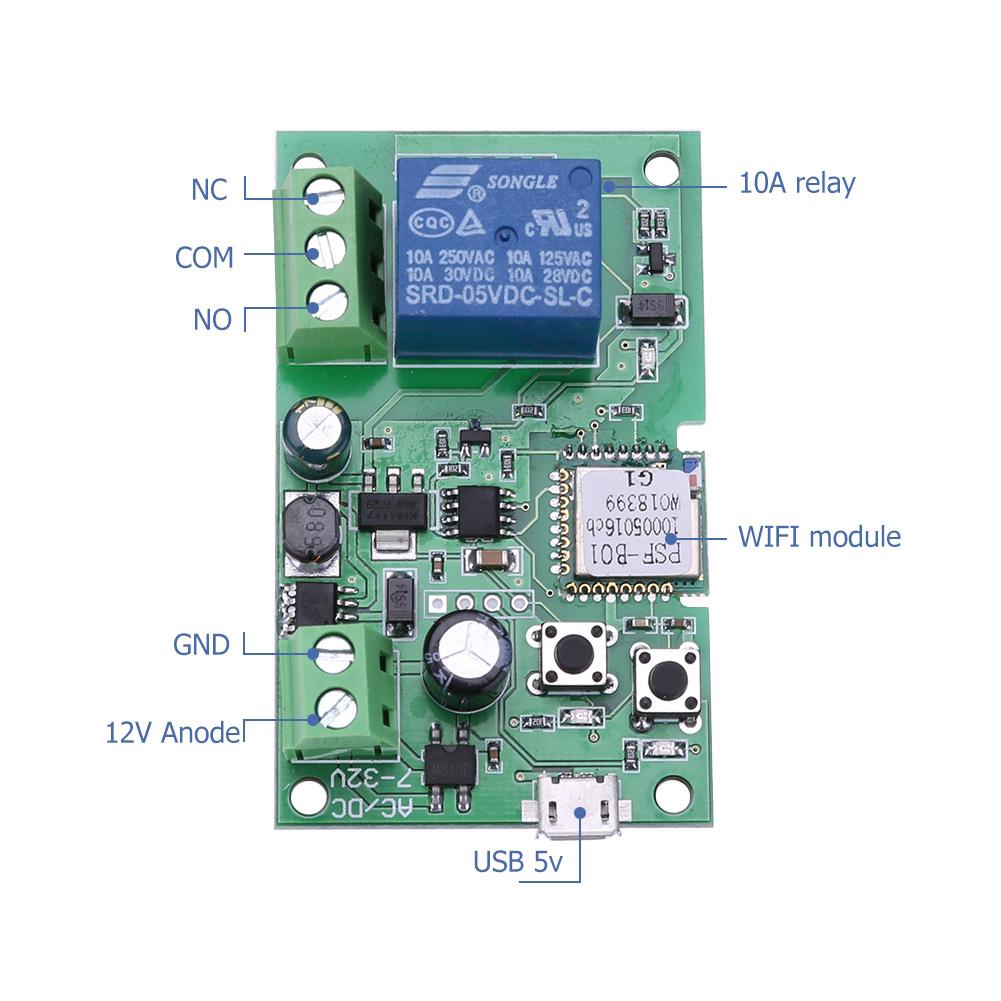 ♚Domy♚SONOFF DC12V/5-32V Wireless WiFi Smart Switch Inching/Self-Locking Module