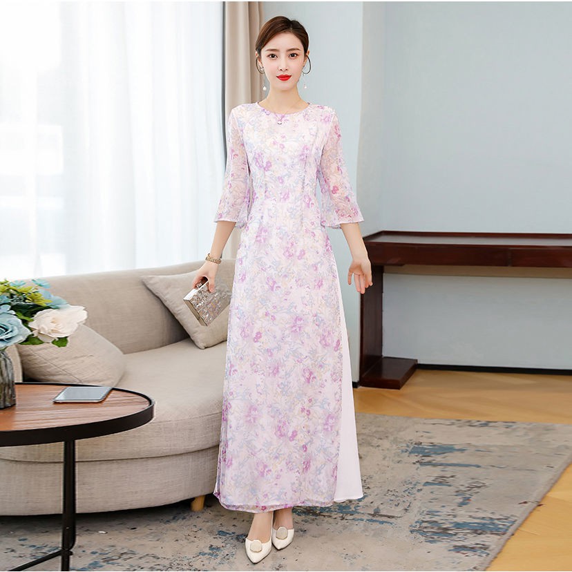 áo mẹ▩﹍Mùa thu năm 2021 áo dài phụ nữ kiểu Trung Quốc mới tự trồng sườn xám retro trà hàng đầu [đăng vào ngày