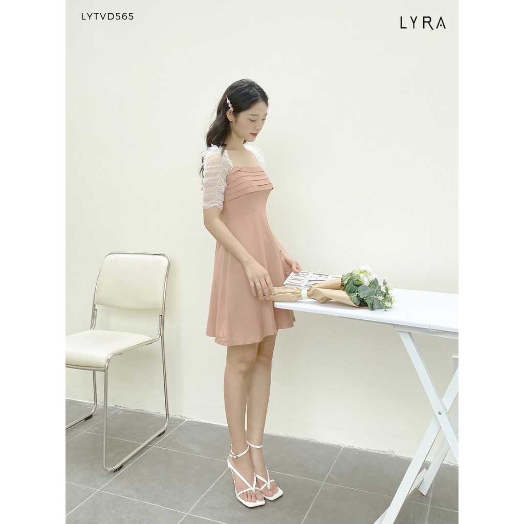 Váy nữ thiết kế by LYRA, chất đũi xước cổ vuông xếp ly trước ngực ngọt ngào, nữ tính-LYTVD565 | BigBuy360 - bigbuy360.vn