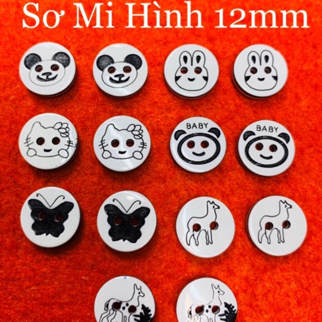 140 Nút Áo Sơmi 2 Lổ 12mm Trắng Pha Chữ Đủ Kiểu NoBrand