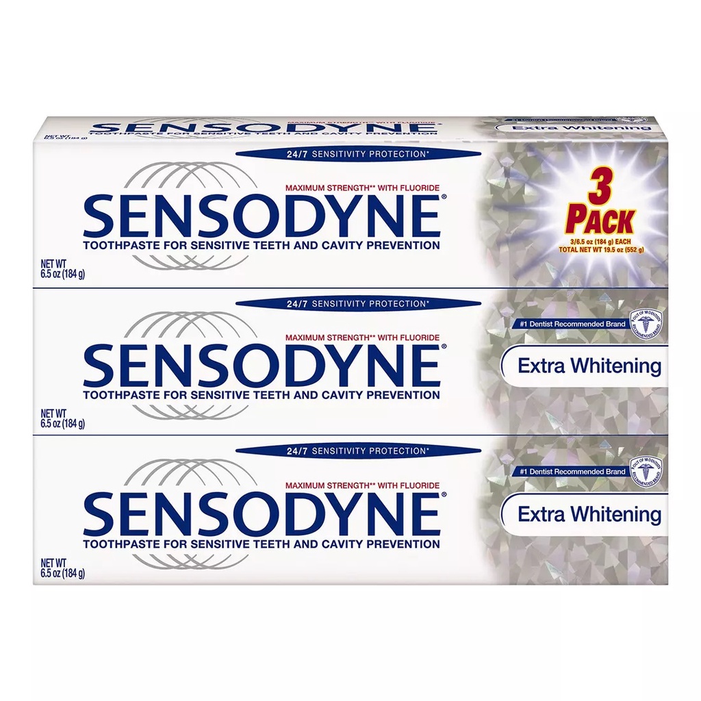 Kem đánh răng Sensodyne Extra Whitening trắng răng giảm ê buốt 113g - Hàng Mỹ chính hãng