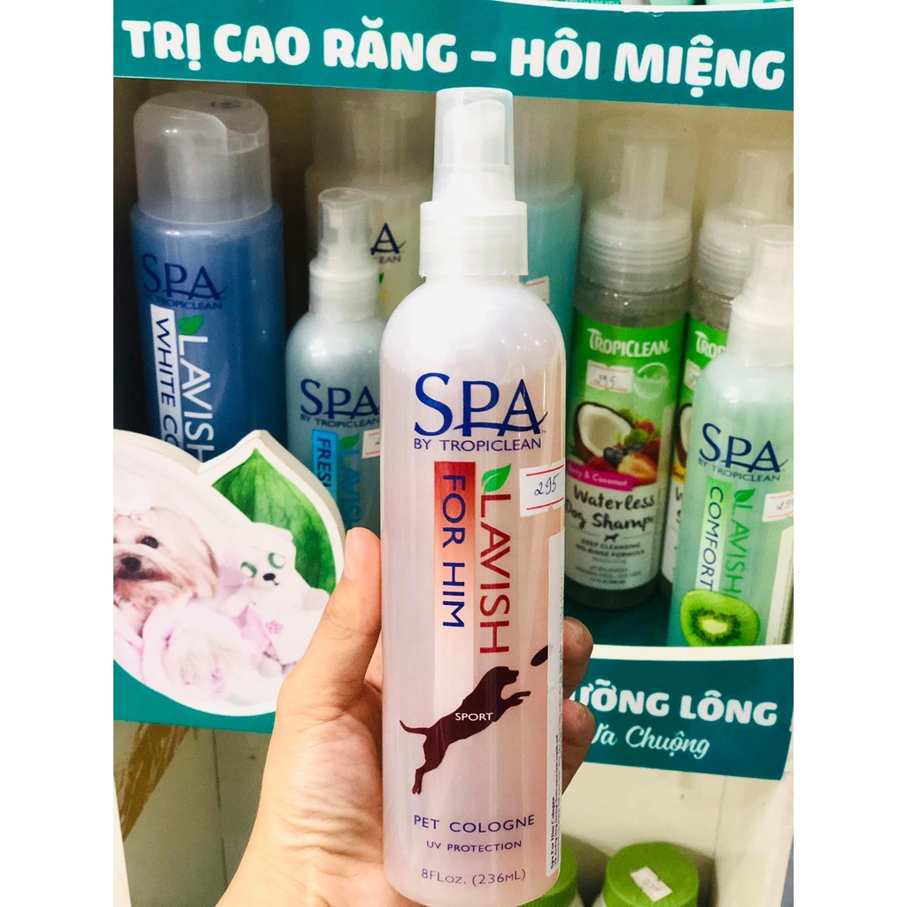 Xịt Dưỡng Lông Tropiclean For Him dành cho thú vận động nhiều- Spa For Him Cologne