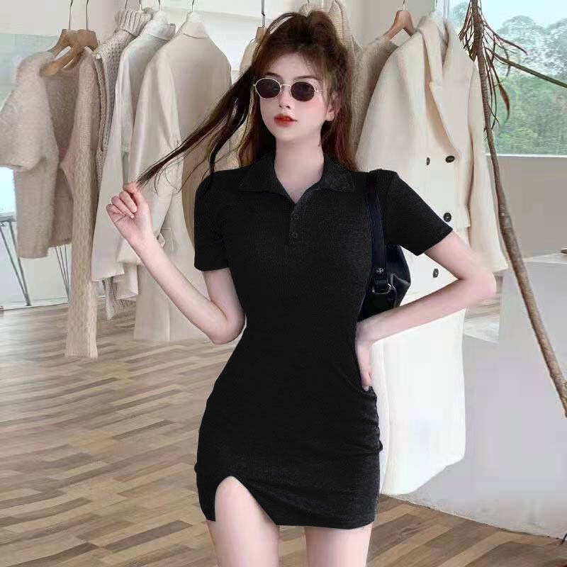 Đầm ôm YEYA xẻ tà cổ sơ mi quyến rũ cho nữ