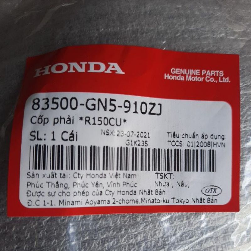Cốp Phải super DREAM việt đời đầu (Mã: 83500- GN5-910ZJ) chính hãng honda (Sale-10%)