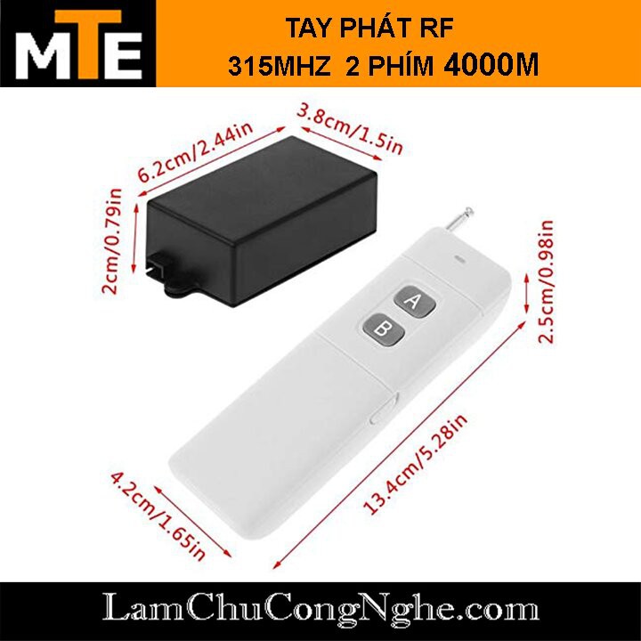 Tay phát RF 315Mhz 2 phím công suất cao 4000M - remote control