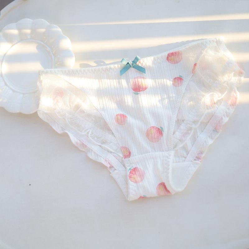 Quần lót vải Cotton phối ren kiểu Nhật Bản thiết kế dễ thương cho nữ