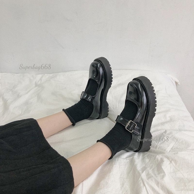 Giày Nữ Lolita - Giày Đốc Búp Bê Vintage Quai Hậu Dây Cài Phong Cách Ulzzang Hàn Quốc SPB 210