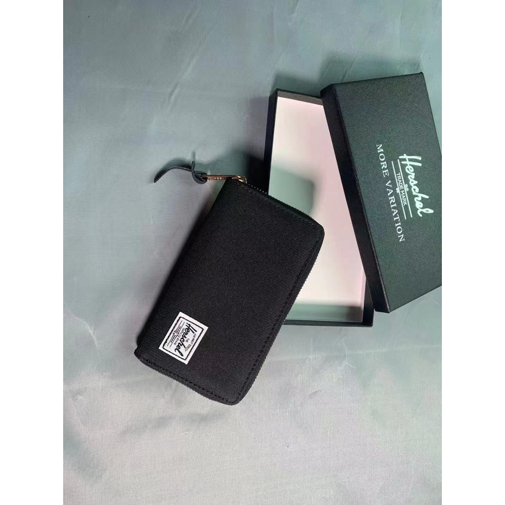 Ví vải dáng dài có nhiều ngăn đựng thẻ phối dây kéo đơn giản thời trang