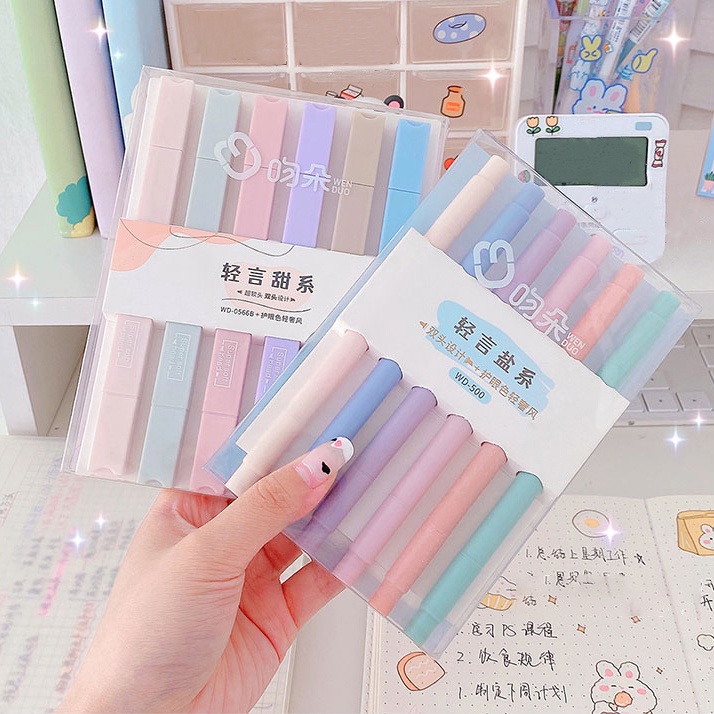 Letit | Bộ 6 Bút Dạ Quang Hai Đầu Siêu Mềm Dùng Cho Trường Học