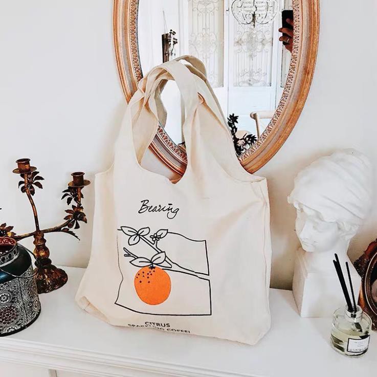 [ GIẢM KỊCH SÀN ]Túi tote vải bố đựng đồ canvas đeo chéo phong cách Hàn Quốc TX21