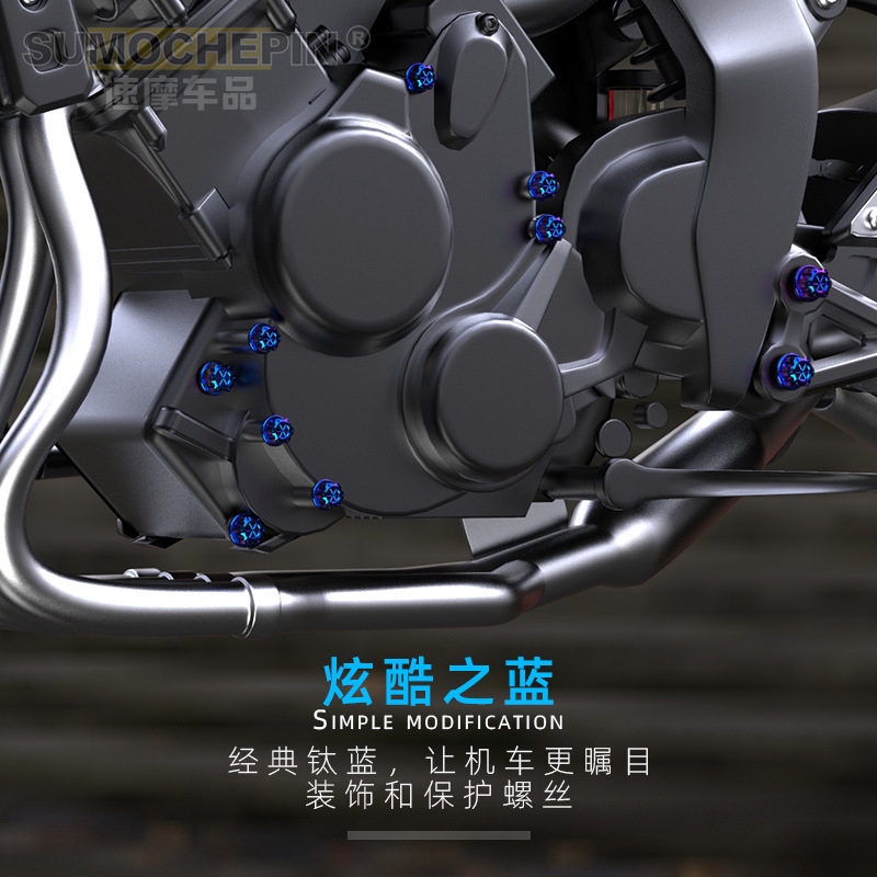 Set 30 Ốc Vít Titan Màu Xanh Dương Trang Trí Vỏ Xe Mô Tô