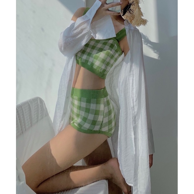 Set bikini caro xanh | BigBuy360 - bigbuy360.vn