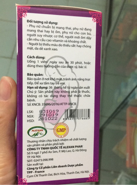 ✅ Vitamin Tổng hợp - Bổ Bà Bầu Alexmum Pro++  - An Thai, Dưỡng thai