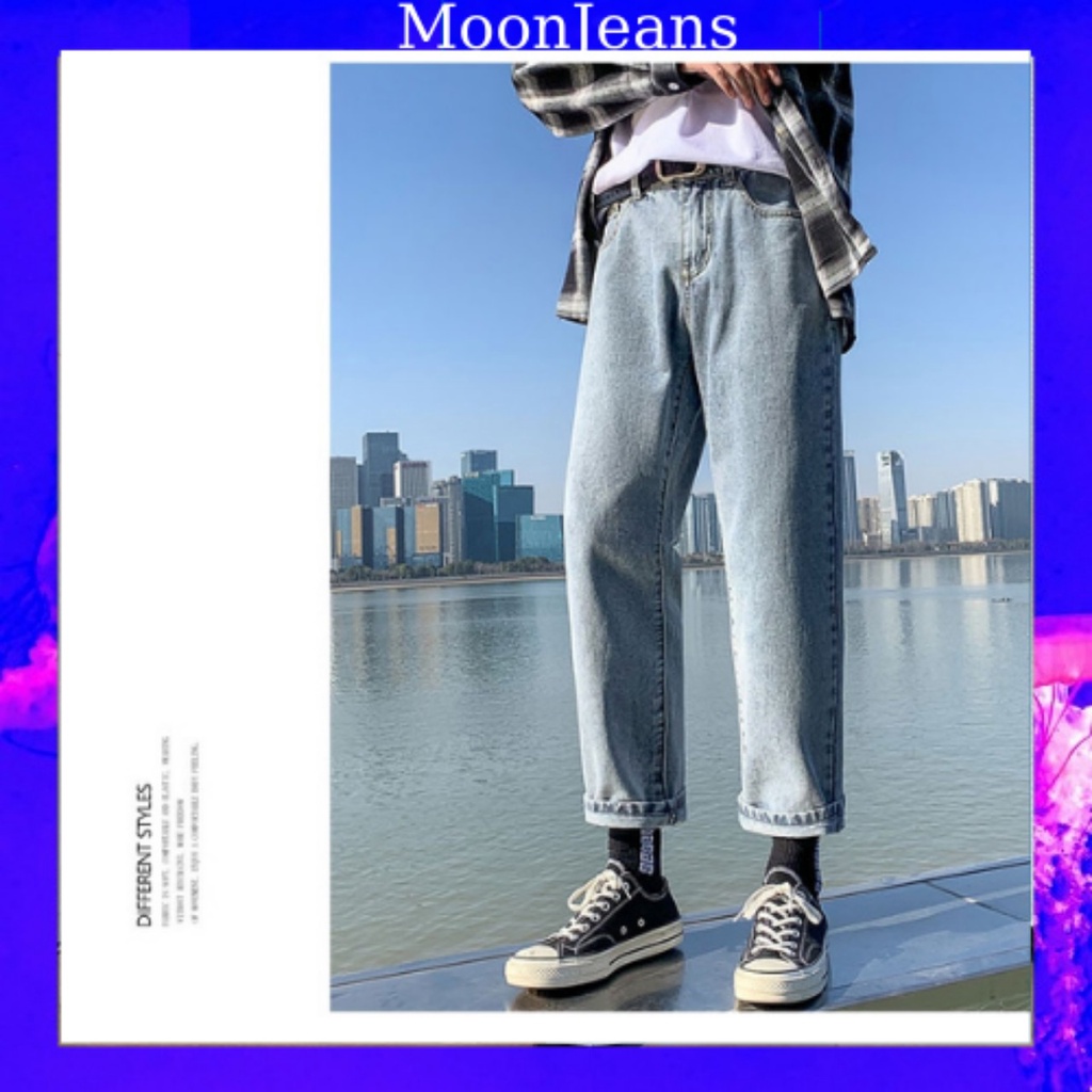 Quần jeans baggy nam xanh phong cách Hàn Quốc hot trend 2022