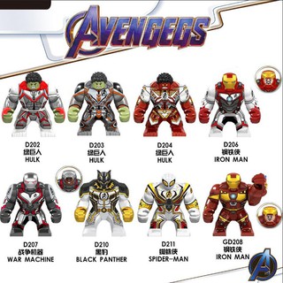 Mô hình lego nhân vật siêu anh hùng marvel hulk thor iron patriot spiderman d202