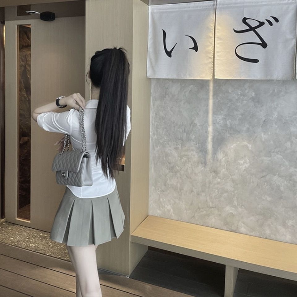 COZOK Set Áo Sơ Mi Tay Lỡ Và Chân Váy Lưng Cao Thời Trang Cá Tính Cho Nữ