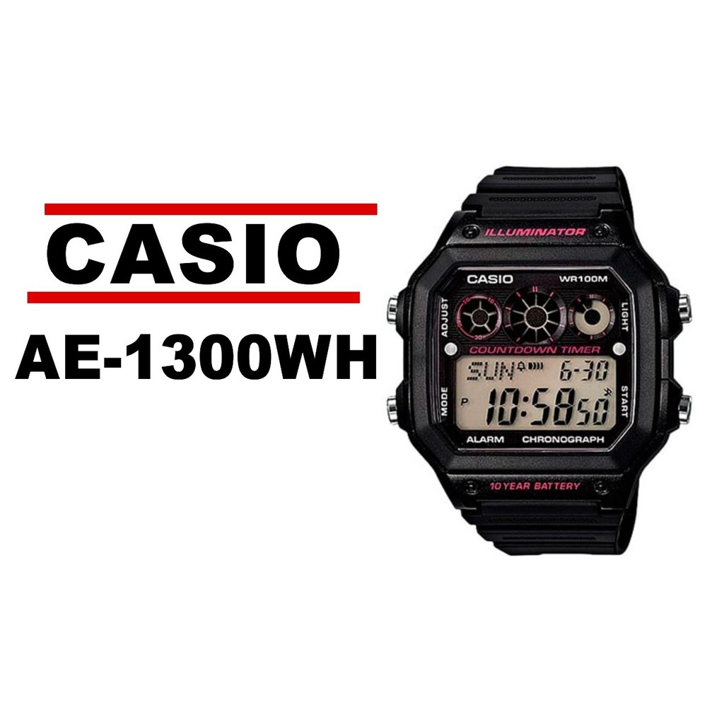 Đồng hồ nam Casio AE-1300WH-1A2V Chính hãng - Dây nhựa - Chống nước 10 ATM - Pin 10