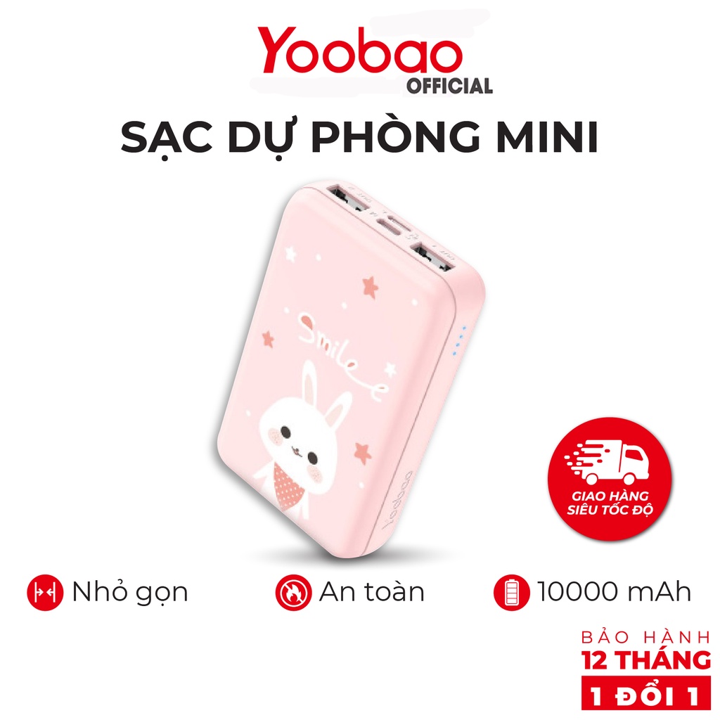 [CHÍNH HÃNG] Sạc dự phòng Yoobao mini 10000mAh P10W 2 đầu vào 2 đầu ra