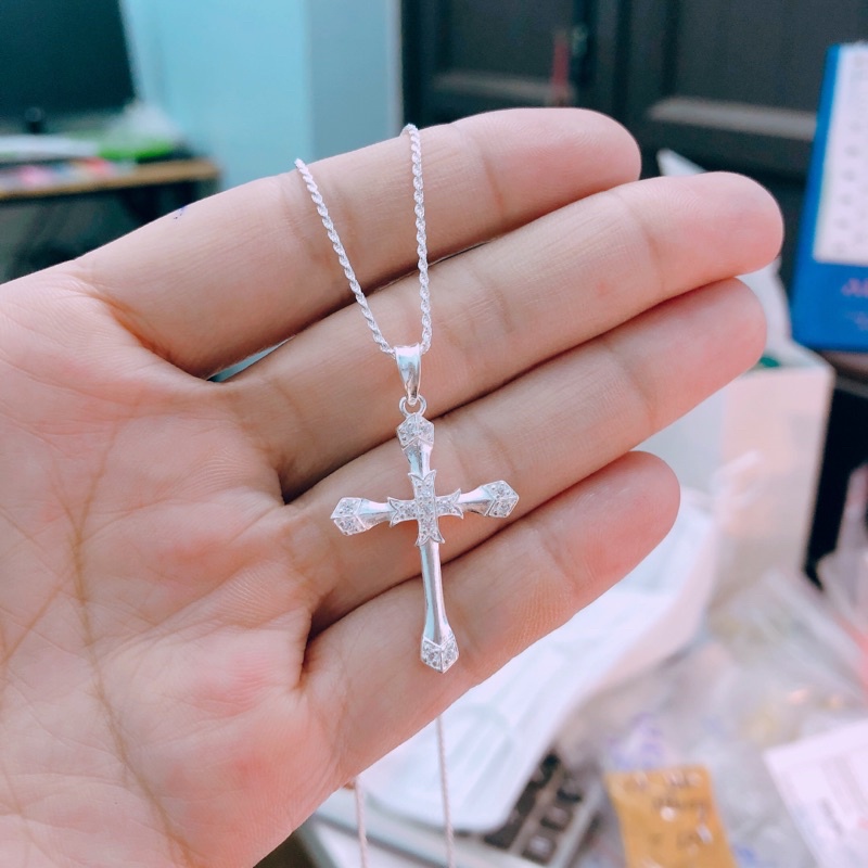 Dây chuyền nữ bạc thật mặt thánh giá dây xoắn dày dặn - Vòng cổ bạc Bibi silver