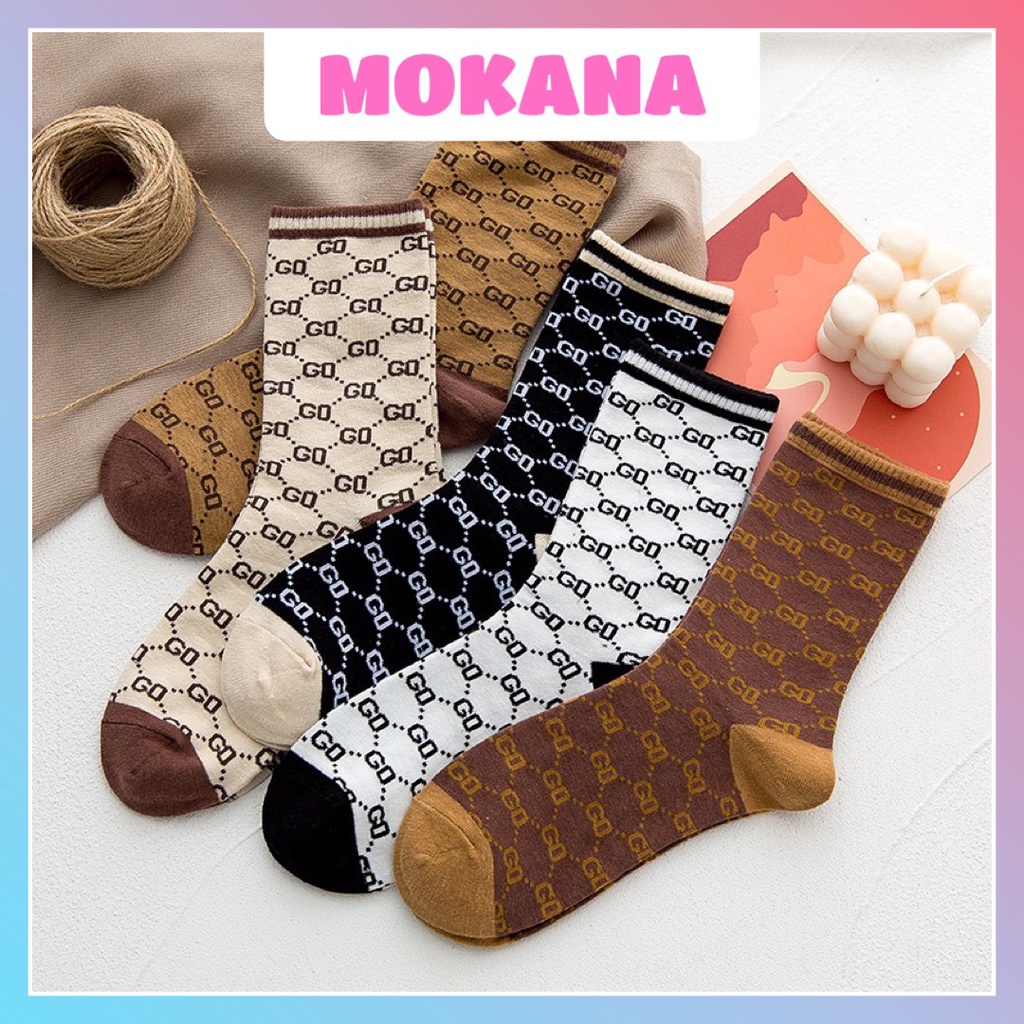 Tất cổ cao MOKANA vớ cao cổ họa tiết vintage DC cực đẹp TC14