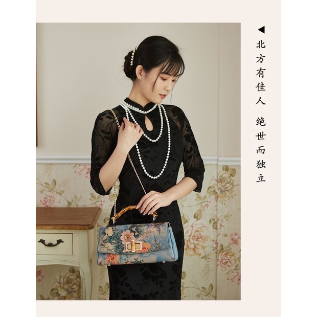 SẴN HÀNG TÚI XÁCH CẦM TAY DIỆN ÁO DÀI IN HOA THANH LỊCH TÚI BÀ SUI SƯỜN XÁM