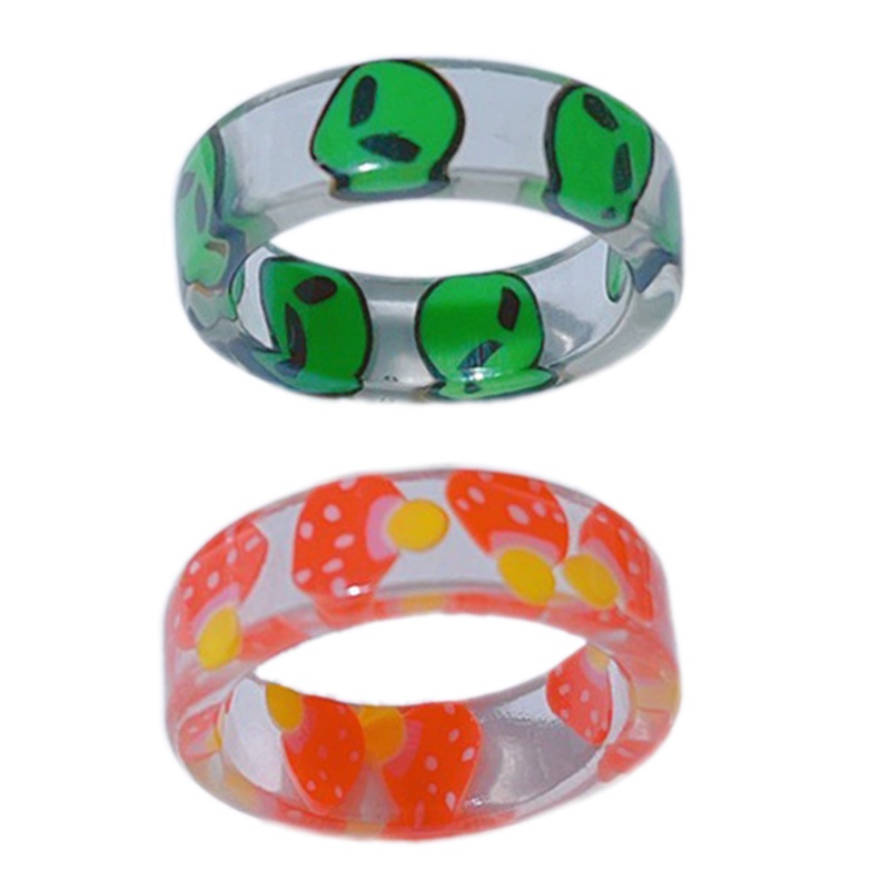 Nhẫn Epoxy Họa Tiết Mắt Nấm / Người Ngoài Hành Tinh Màu Xanh Dương Trang Trí