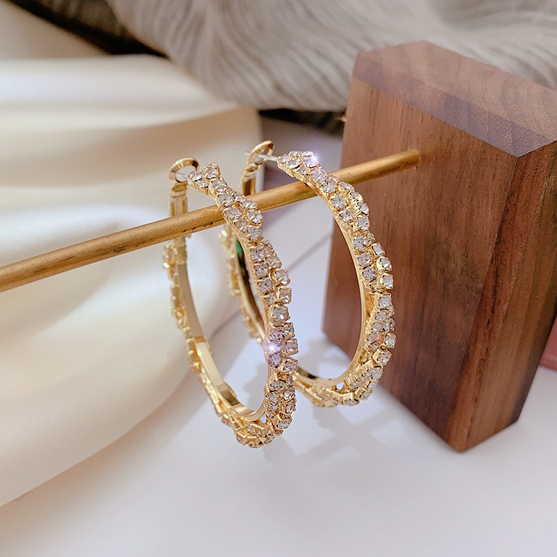 Khuyên Tai Tròn Mạ Bạc 925 Đính Đá Zircon Toàn Diện Phong Cách Hàn Quốc Cho Nữ