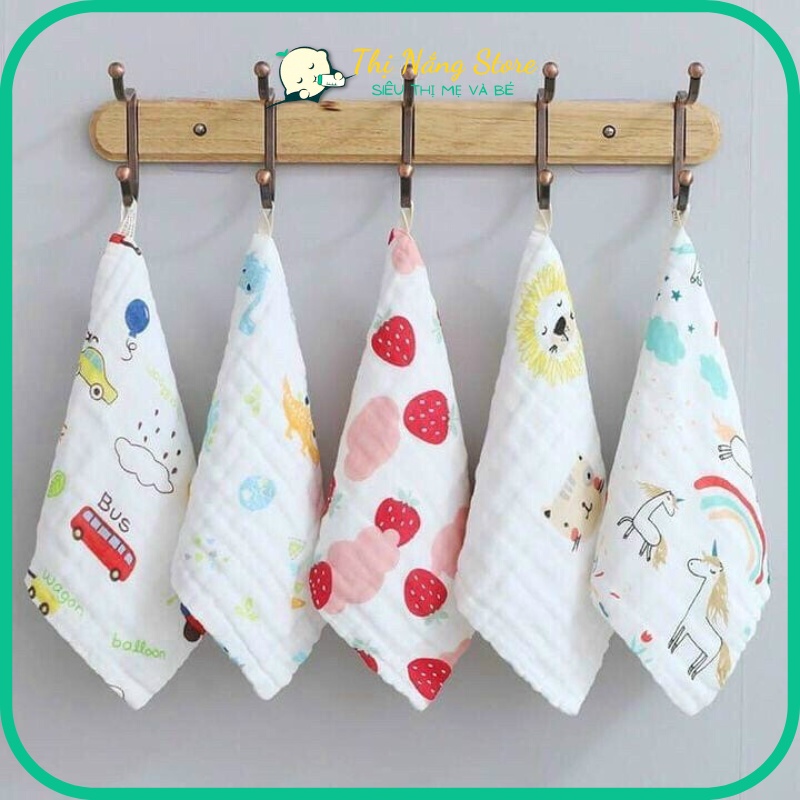 Khăn sữa 4 lớp xuất nhật cao cấp KT 27x27cm. Khăn sữa cho bé 100% sợi bông thiên nhiên theo tiêu chuẩn Châu Âu Thị Nắng