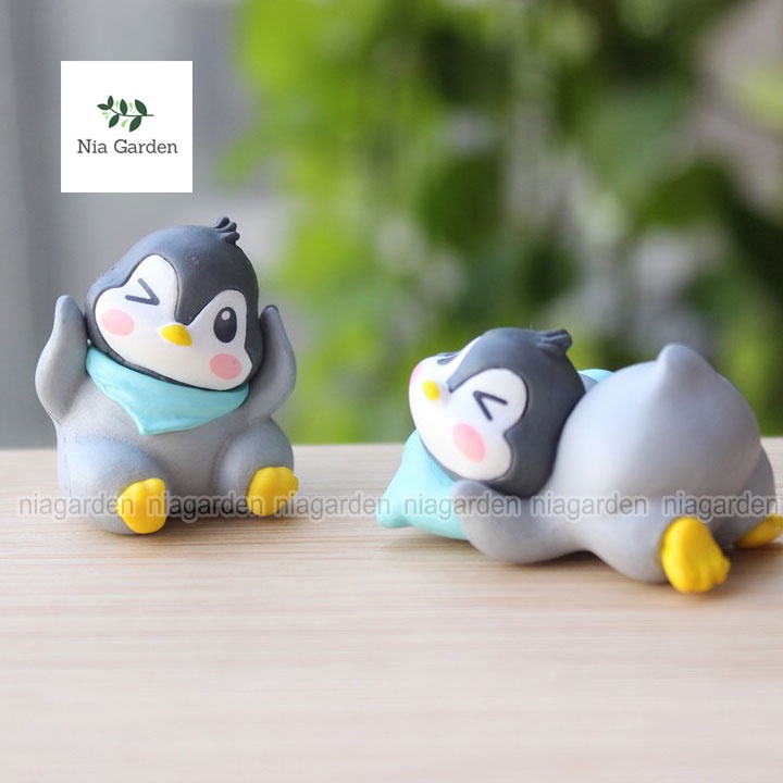 Tiểu cảnh chim cánh cụt baby dễ thương làm mô hình trang trí decor chậu cây vườn terrarium hồ cá Nia Garden N5