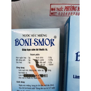 Nước súc miệng BONI-SMOK(chai 150ml & 250ml)