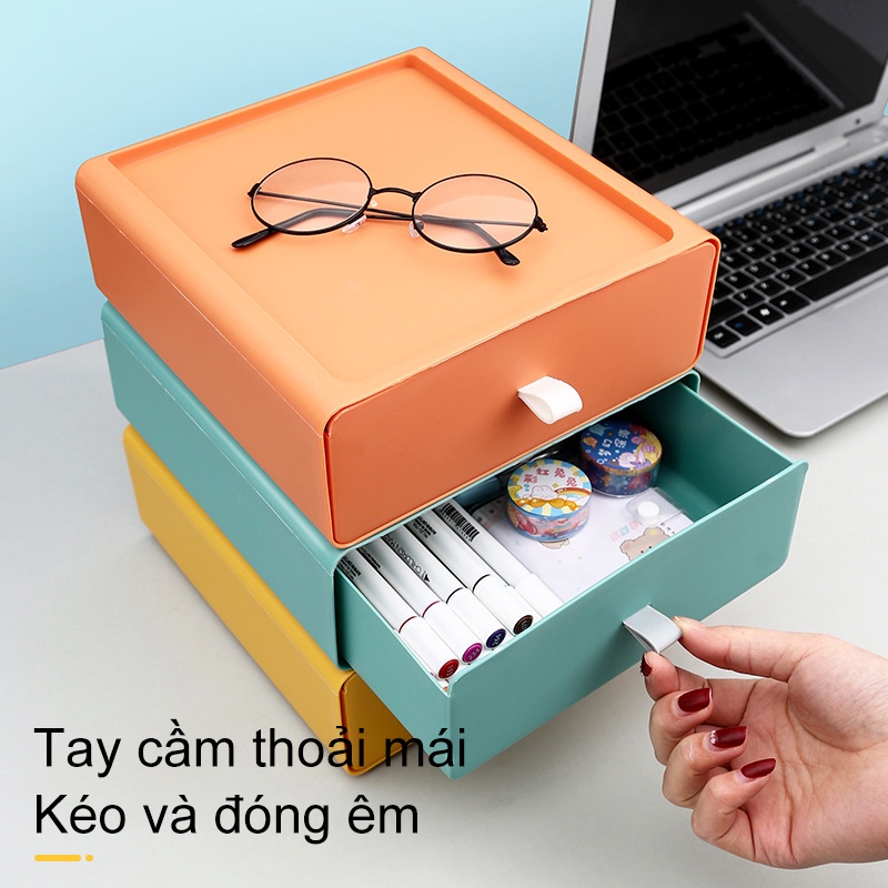 Hộp Đựng Mỹ Phẩm Để Bàn Nhiều Ngăn Màu Sắc Tương Phản Tiện Dụng Cho Học Sinh/Văn Phòng Hộp đựng đồ để bàn màu Morandi ,giá ngăn kéo nhiều tầng, kết hợp mới kệ đựng mỹ phẩm phiên bản Hàn Quốc Hộp đựng đồ để bàn màu Morandi ,giá ngăn kéo nhiều tầng, kết hợp