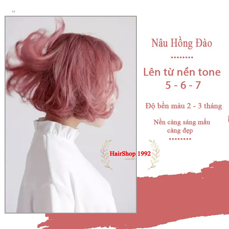 Thuốc Nhuộm Tóc Màu Nâu Hồng Đào Hàn Quốc Lên Từ Nền 4 - 5 ( Tặng Trợ Nhuộm )